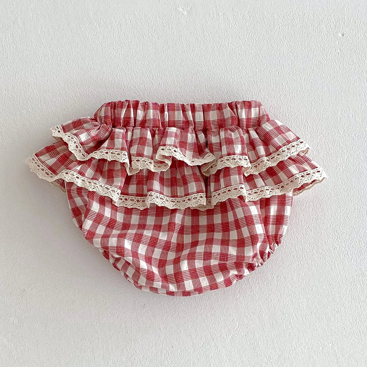 Baby Girls Plaid Ruffles Lace Skirt Shorts Kids Summer Pettiskirt Toddler Tutu Skirt Infant Bloomers Cake Layeres PP Shorts 0-3t