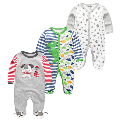 Cotton 1/3PCS Newborn Full Sleeve Autumn Baby Boy Clothes Romper Baby Girl Clothes Roupas de bebe Girls Baby Clothing