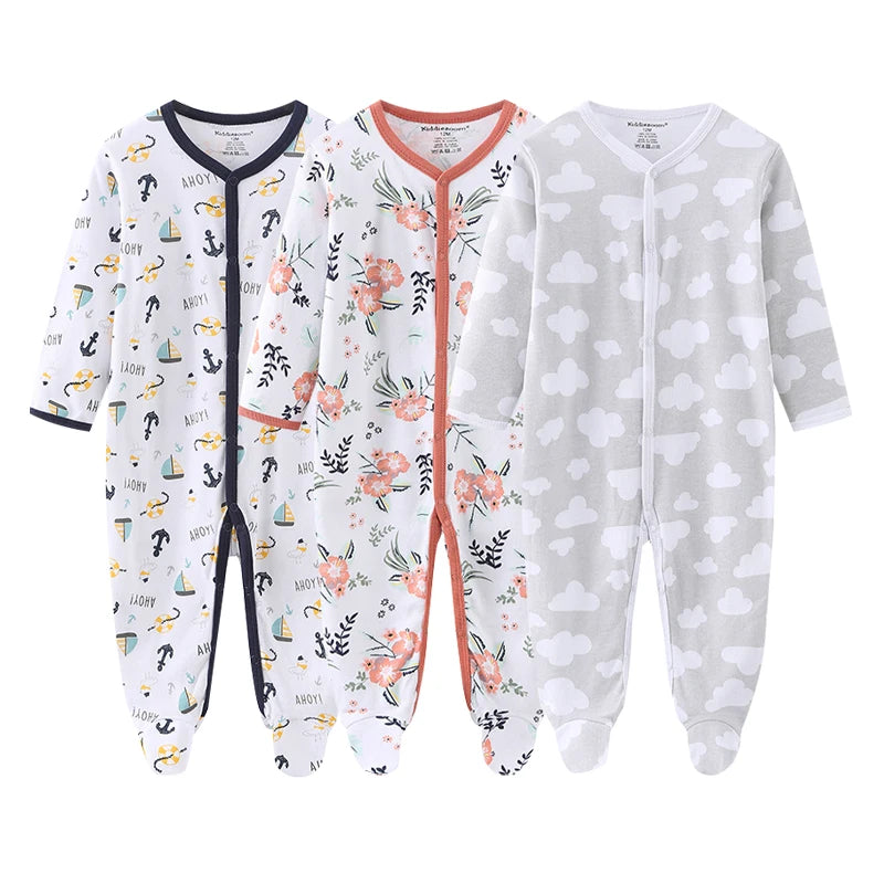Cotton 1/3PCS Newborn Full Sleeve Autumn Baby Boy Clothes Romper Baby Girl Clothes Roupas de bebe Girls Baby Clothing