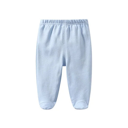 Lawadka 0-12M Cotton Newborn Baby Boy Girl Pants Solid Wrap Foot Long Trousers Casual Baby Leggings For Girls Boys Spring Autumn