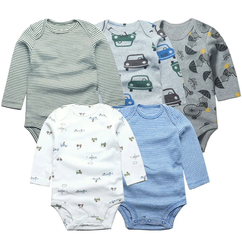 Spring Autumn Baby Bodysuits 3/4/5PCS Long Sleeve Baby Boy Girl Clothes 100% Cotton Newborn Body Infant 0-24Month