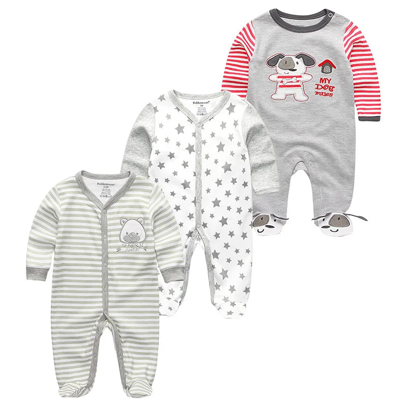 Cotton 1/3PCS Newborn Full Sleeve Autumn Baby Boy Clothes Romper Baby Girl Clothes Roupas de bebe Girls Baby Clothing
