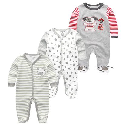 Cotton 1/3PCS Newborn Full Sleeve Autumn Baby Boy Clothes Romper Baby Girl Clothes Roupas de bebe Girls Baby Clothing