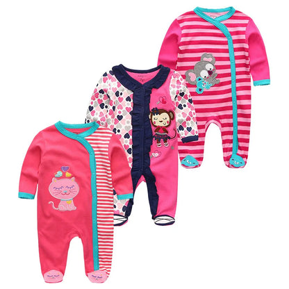 Cotton 1/3PCS Newborn Full Sleeve Autumn Baby Boy Clothes Romper Baby Girl Clothes Roupas de bebe Girls Baby Clothing