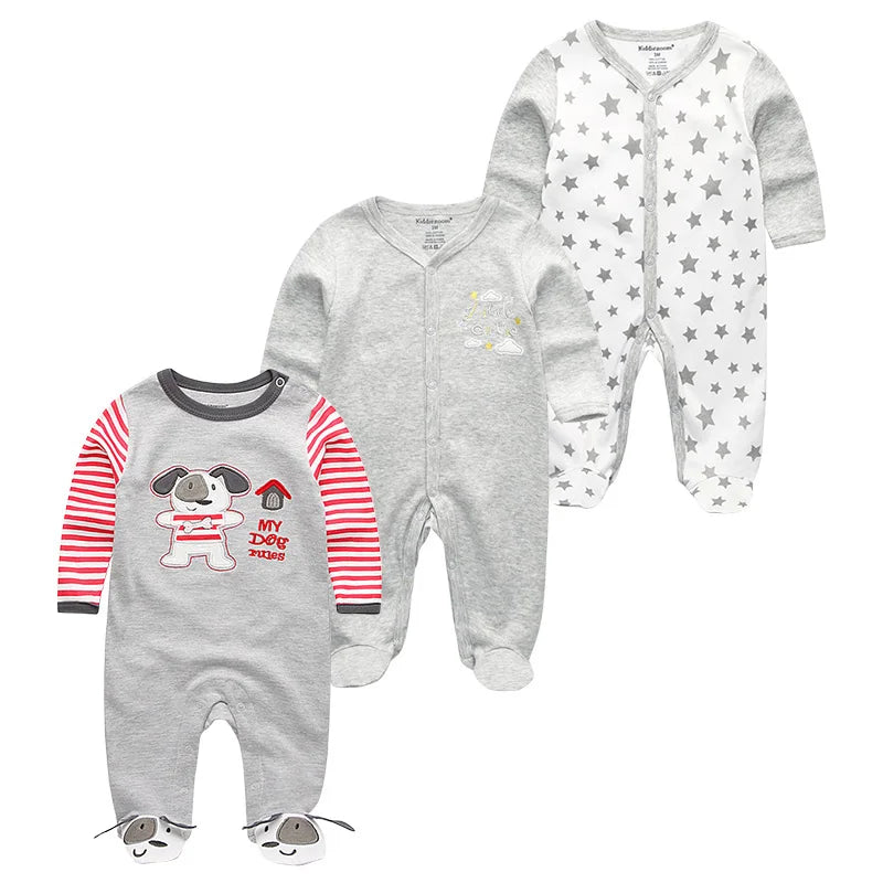 Cotton 1/3PCS Newborn Full Sleeve Autumn Baby Boy Clothes Romper Baby Girl Clothes Roupas de bebe Girls Baby Clothing