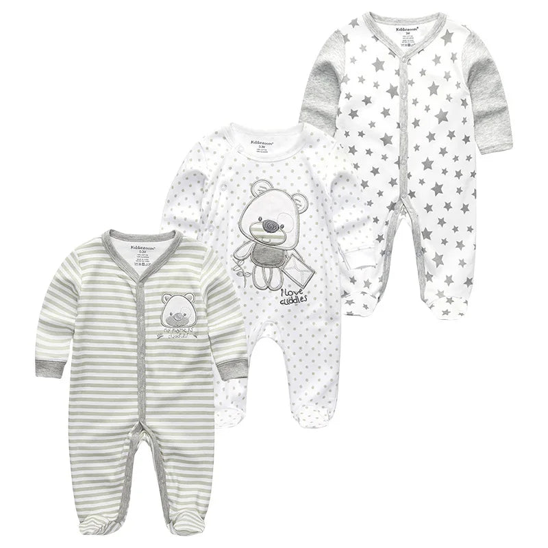 Cotton 1/3PCS Newborn Full Sleeve Autumn Baby Boy Clothes Romper Baby Girl Clothes Roupas de bebe Girls Baby Clothing
