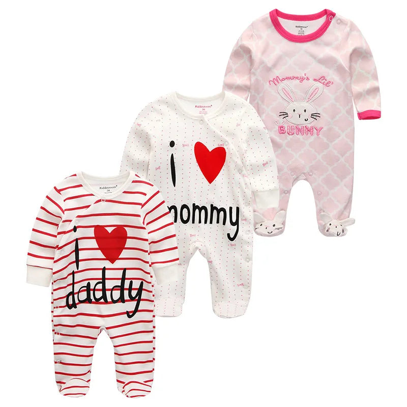 Cotton 1/3PCS Newborn Full Sleeve Autumn Baby Boy Clothes Romper Baby Girl Clothes Roupas de bebe Girls Baby Clothing