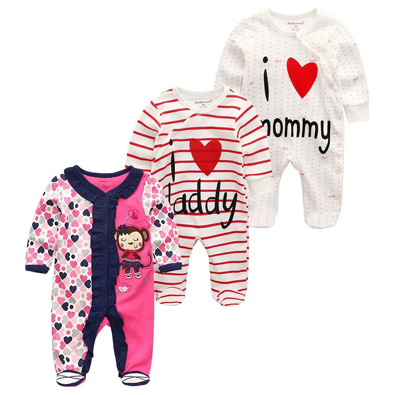 Cotton 1/3PCS Newborn Full Sleeve Autumn Baby Boy Clothes Romper Baby Girl Clothes Roupas de bebe Girls Baby Clothing