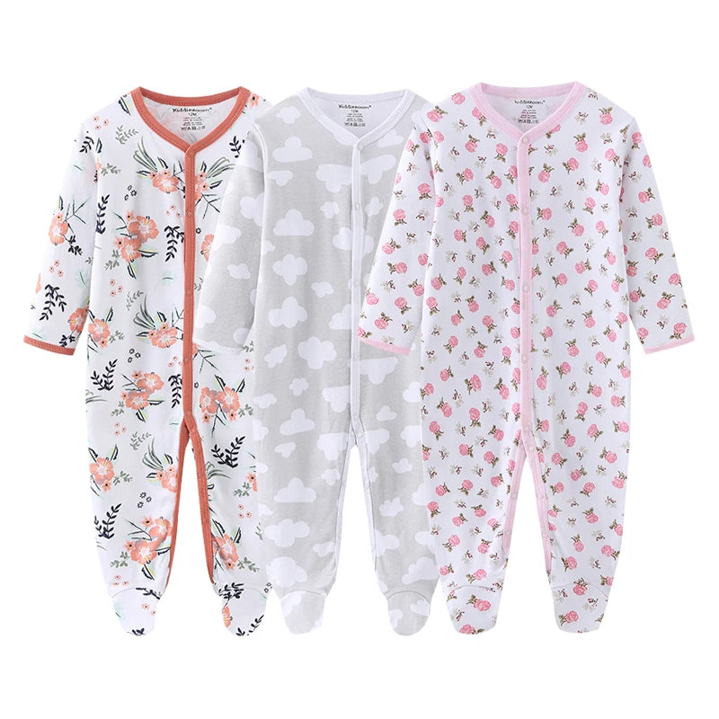 Cotton 1/3PCS Newborn Full Sleeve Autumn Baby Boy Clothes Romper Baby Girl Clothes Roupas de bebe Girls Baby Clothing