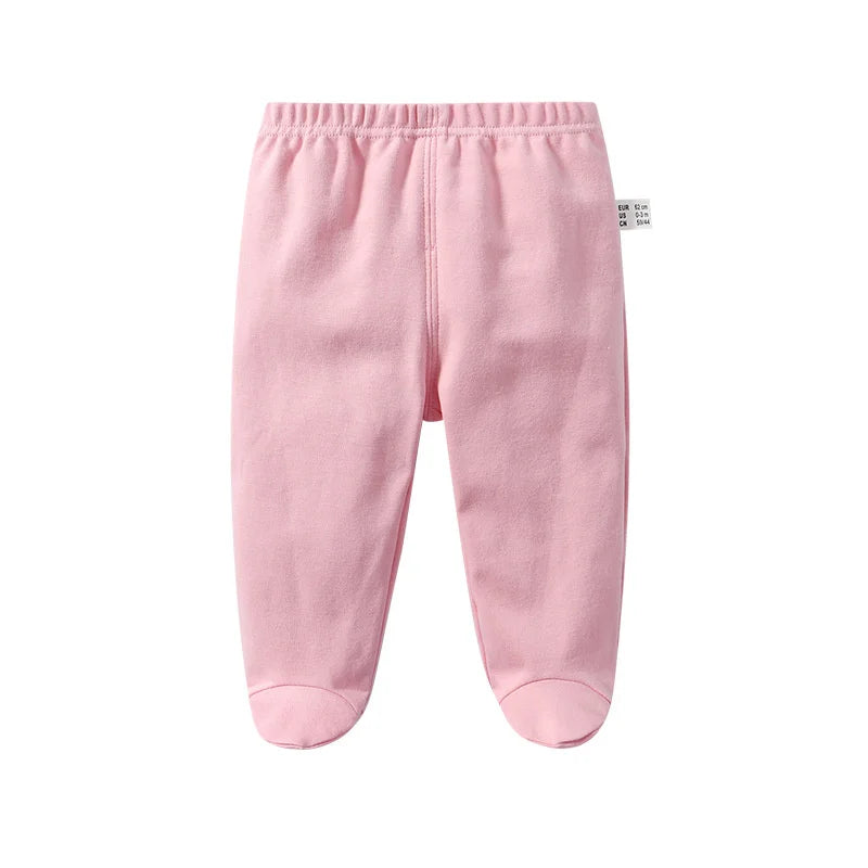 Lawadka 0-12M Cotton Newborn Baby Boy Girl Pants Solid Wrap Foot Long Trousers Casual Baby Leggings For Girls Boys Spring Autumn