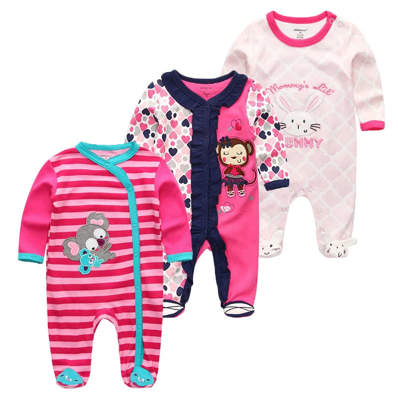 Cotton 1/3PCS Newborn Full Sleeve Autumn Baby Boy Clothes Romper Baby Girl Clothes Roupas de bebe Girls Baby Clothing