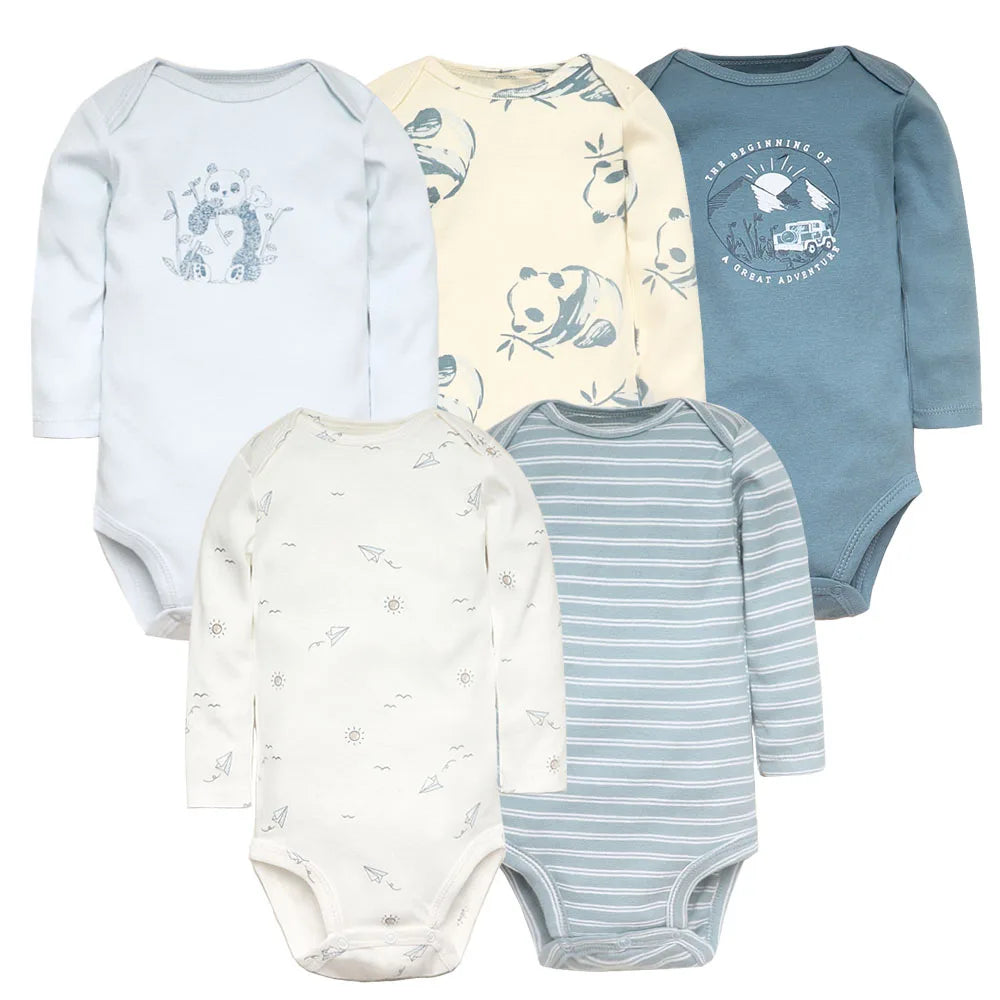 Spring Autumn Baby Bodysuits 3/4/5PCS Long Sleeve Baby Boy Girl Clothes 100% Cotton Newborn Body Infant 0-24Month