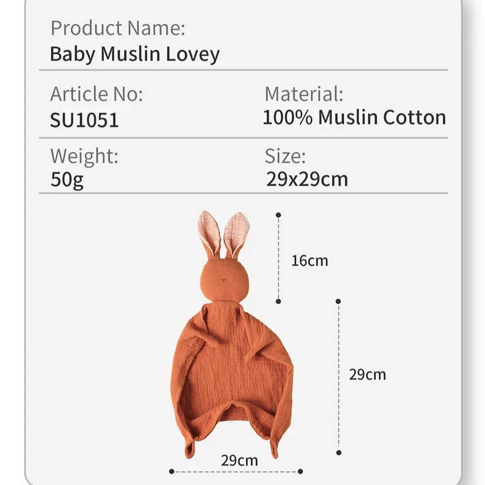 Soothing Towel 100% Muslin Cotton Infant Cartoon Handkerchief Cute Bunny