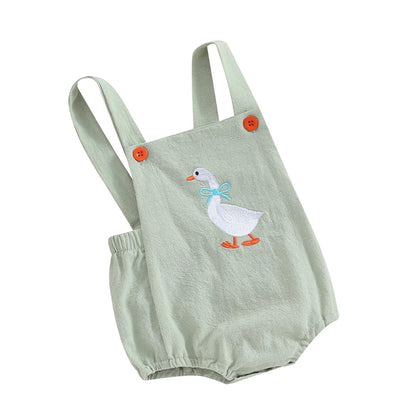 Sleeveless Duck Bodysuit Print Suspender Jumpsuit