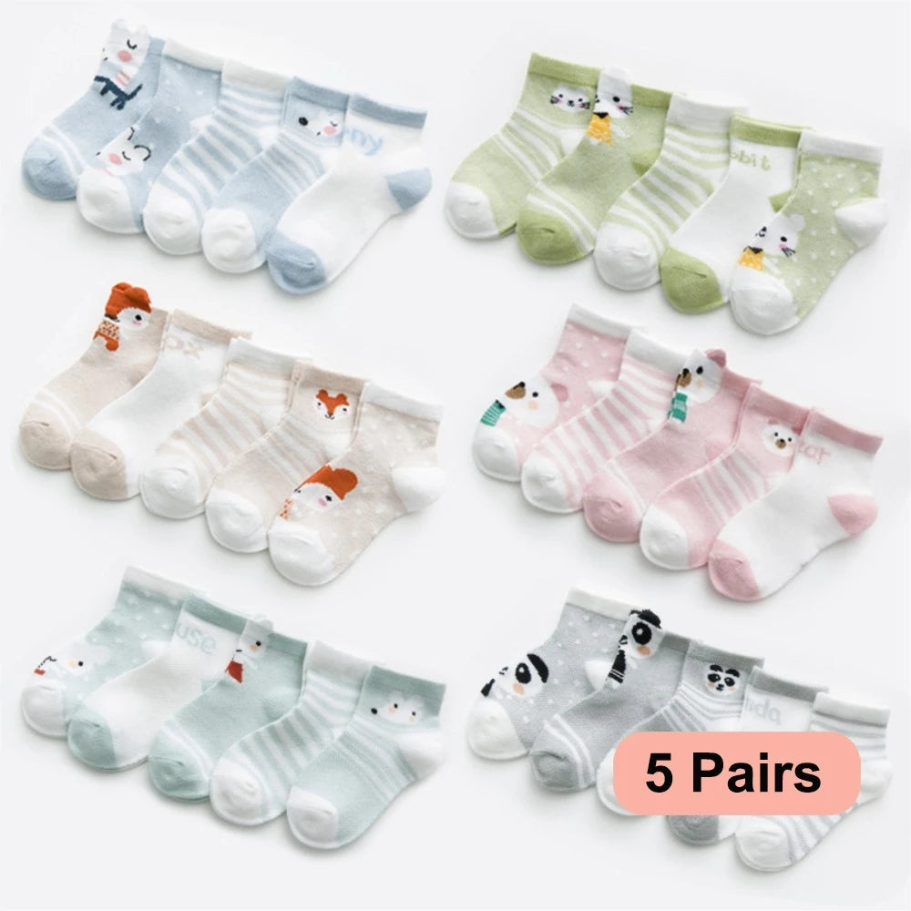5Pairs Baby Socks for Girls Cotton Mesh