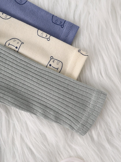 3PCS New style long-sleeved onesie Cotton fabric
