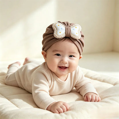 Cotton Baby Hat Fashion Bowknot Turban Knitted Baby Girl Hat Muslim Warm Infant Indian Hats Toddler Beanie Cap Kids Head Wrap