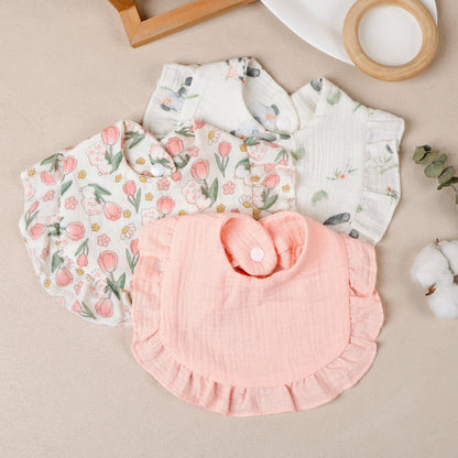 3pcs Baby Ruffle Edge Bibs Infant Burp Cloth