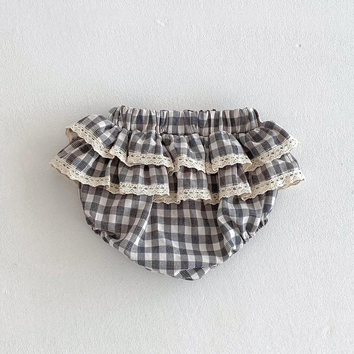 Baby Girls Plaid Ruffles Lace Skirt Shorts Kids Summer Pettiskirt Toddler Tutu Skirt Infant Bloomers Cake Layeres PP Shorts 0-3t
