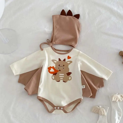 Fire dragon print 0-2 years old cartoon children's clothing including hats