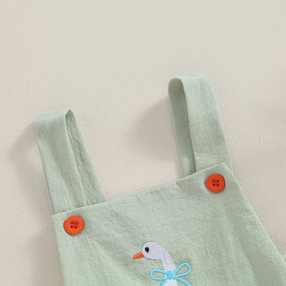 Sleeveless Duck Bodysuit Print Suspender Jumpsuit