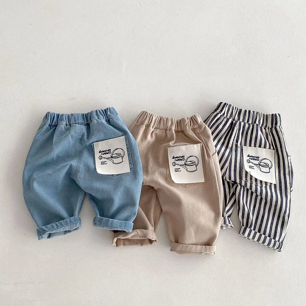 Striped Pants/Trousers Children Solid Denim Jeans Britches
