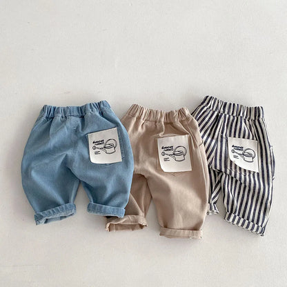 Striped Pants/Trousers Children Solid Denim Jeans Britches
