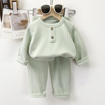 New Boys Baby Long Loungewear Children's Clothing Children's Underwear Set Autumn Clothes Toddler Home Clothes Baby Johns Sets
