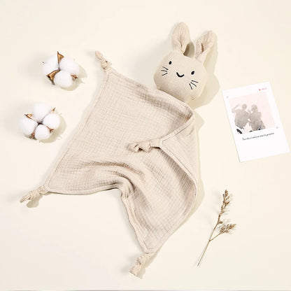 Baby Cartoon Rabbit Cotton Muslin Comforter 30*30CM Cute Newborn Baby Sleeping Dolls Blankets Infant Squale Burp Clothes Bibs