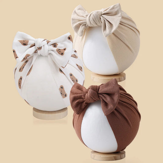 3Pcs/ Baby Girls Flower Print Bow Headwrap