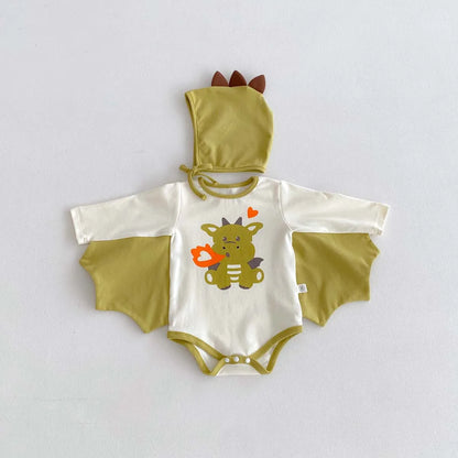 Fire dragon print 0-2 years old cartoon children's clothing including hats