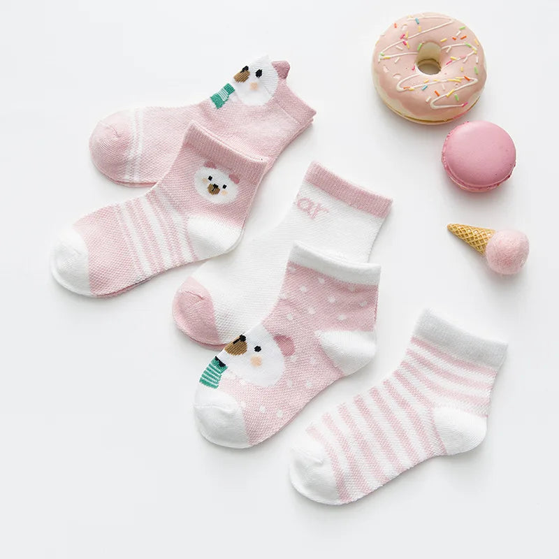 5Pairs Baby Socks for Girls Cotton Mesh