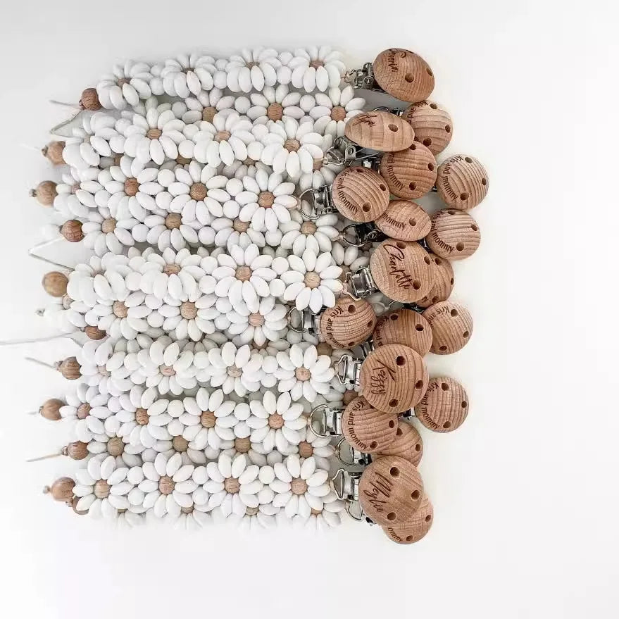 Baby Pacifier Clip Flower Handmade