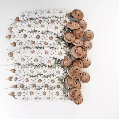 Baby Pacifier Clip Flower Handmade