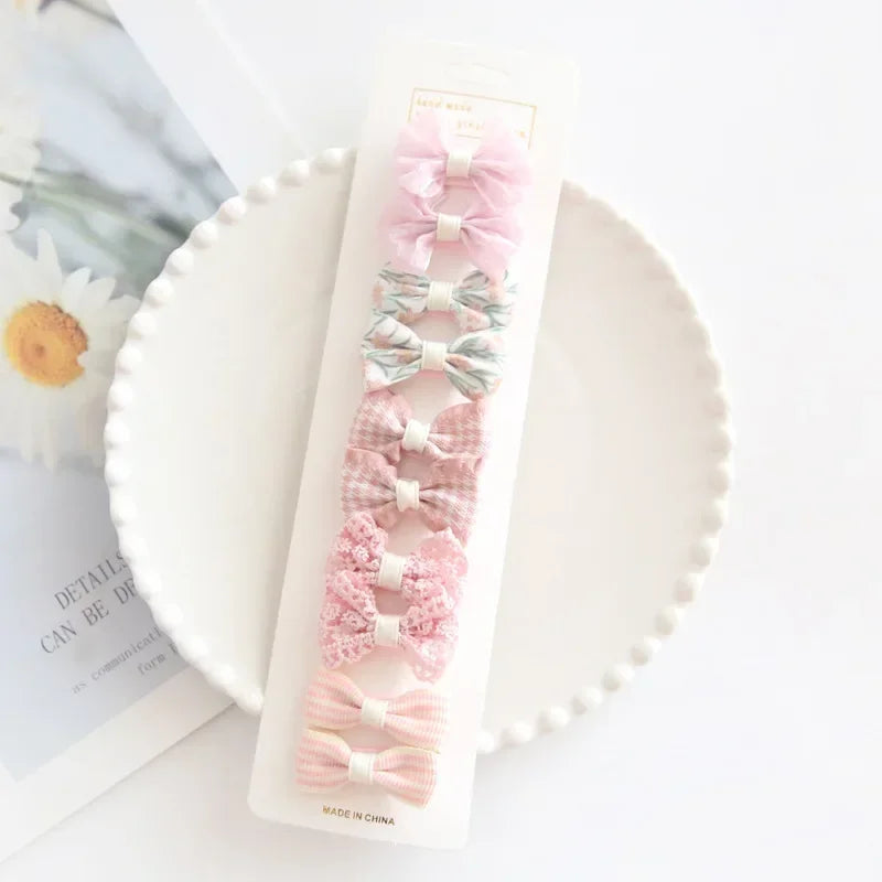 10Pcs/Set Children's Hairpins Cute Headwear Hair Accessories Bow for Baby Girl Scrunchie Hair Clips Kids Barrettes Headwear