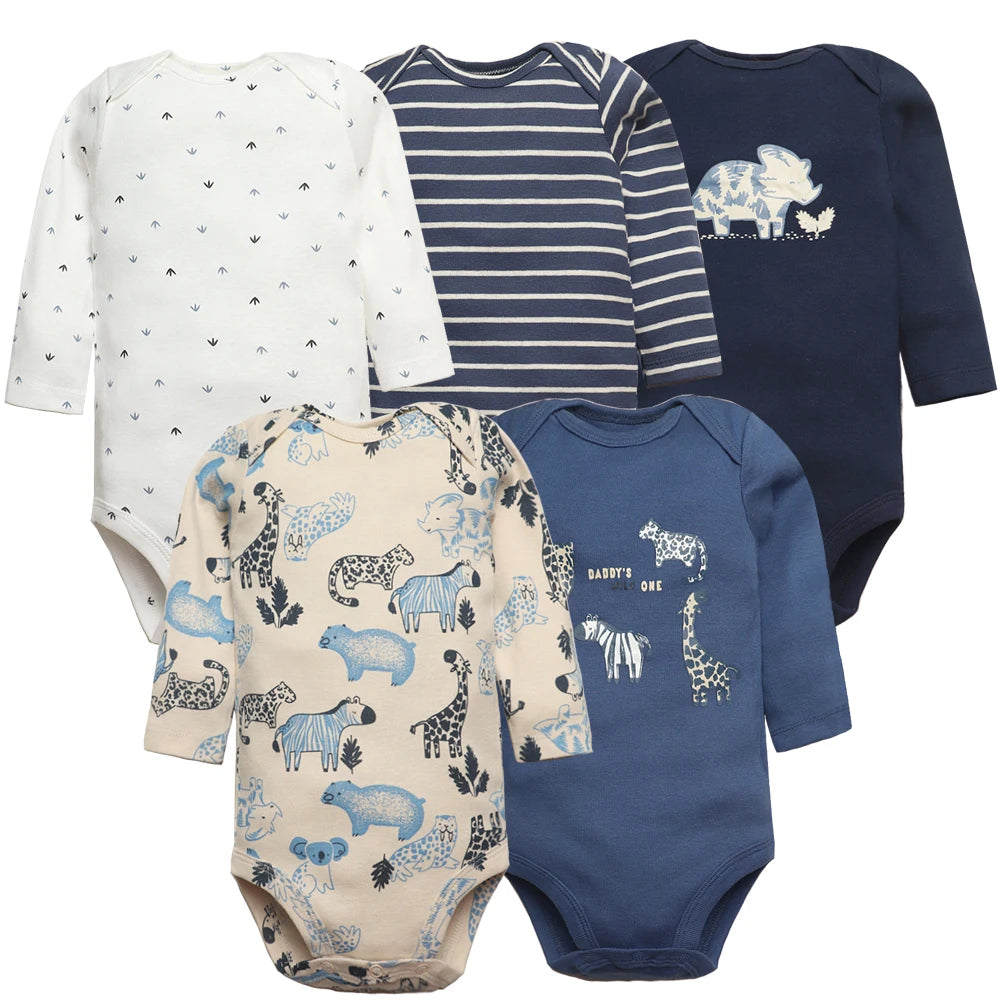 Spring Autumn Baby Bodysuits 3/4/5PCS Long Sleeve Baby Boy Girl Clothes 100% Cotton Newborn Body Infant 0-24Month