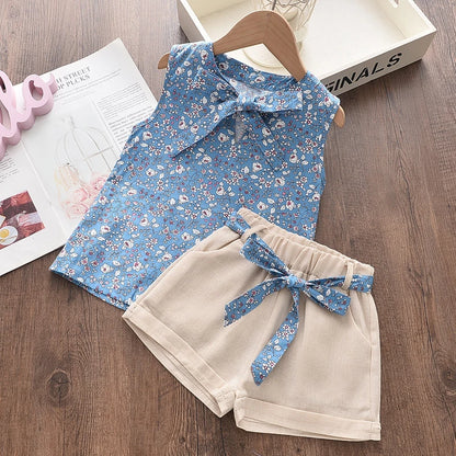 New Summer Baby Girls Clothes Children Sleeveless Vest Shorts 2Pcs/Sets Toddler Clothing Infant Fashion Costume Kids Tracksuits
