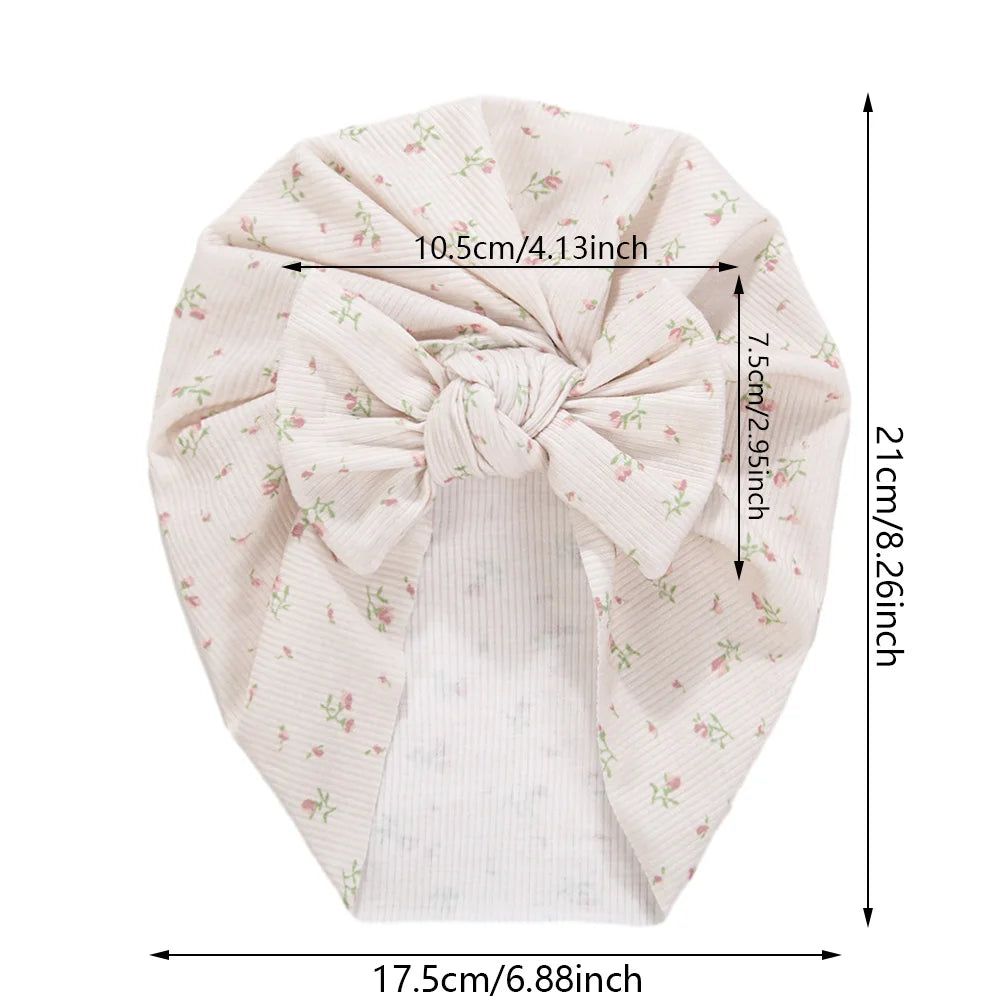 3Pcs/ Baby Girls Flower Print Bow Headwrap