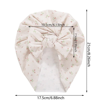 3Pcs/ Baby Girls Flower Print Bow Headwrap