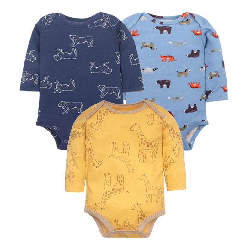Spring Autumn Baby Bodysuits 3/4/5PCS Long Sleeve Baby Boy Girl Clothes 100% Cotton Newborn Body Infant 0-24Month