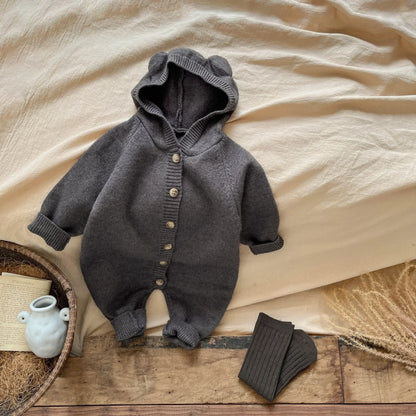 Knitted Cartoon Boy's Jumpsuit Cute Rabbit Ear Girl's Climbing Clothes