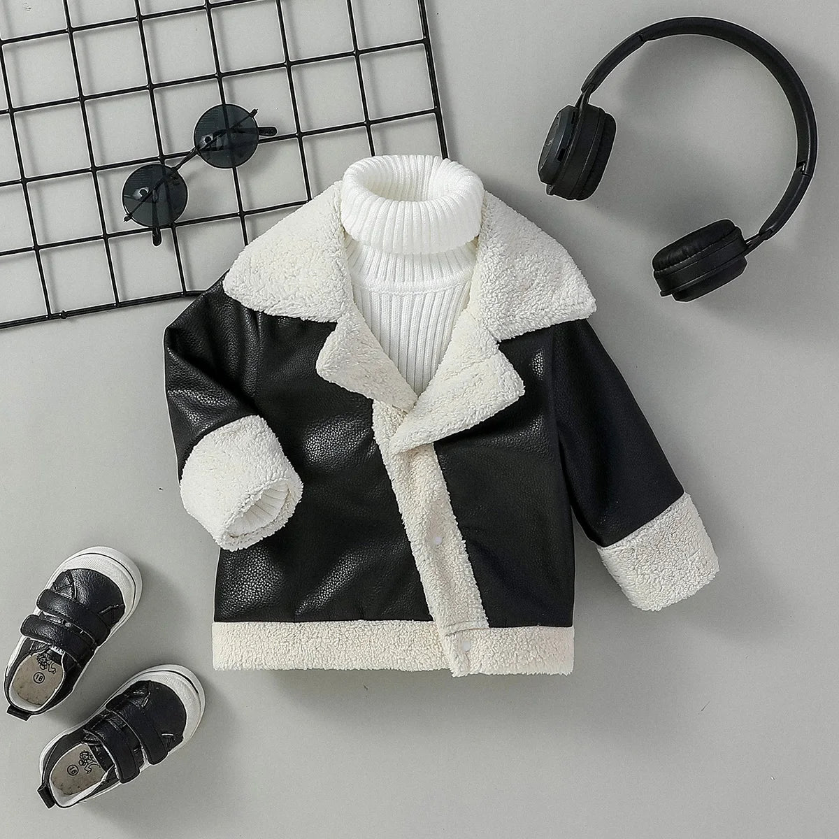 Black Leather Coats Winter Fashion Turn-down Collar Jackets Thick Warm Outerwear