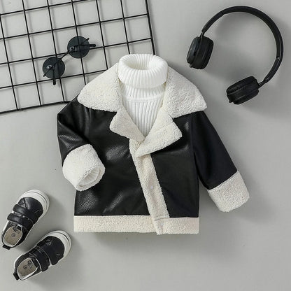 Black Leather Coats Winter Fashion Turn-down Collar Jackets Thick Warm Outerwear