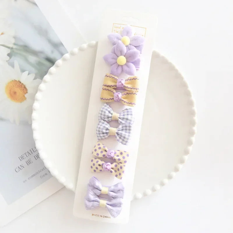 10Pcs/Set Children's Hairpins Cute Headwear Hair Accessories Bow for Baby Girl Scrunchie Hair Clips Kids Barrettes Headwear