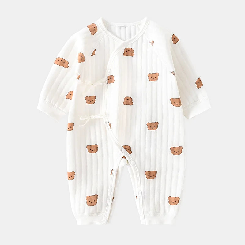 Somenie Boys Girls Bodysuit Newborn Winter Onesie Clothes Cotton Toddler Home Wear  0-6M Thickened Spring and Autumn Clothing