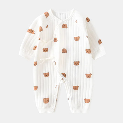 Somenie Boys Girls Bodysuit Newborn Winter Onesie Clothes Cotton Toddler Home Wear  0-6M Thickened Spring and Autumn Clothing