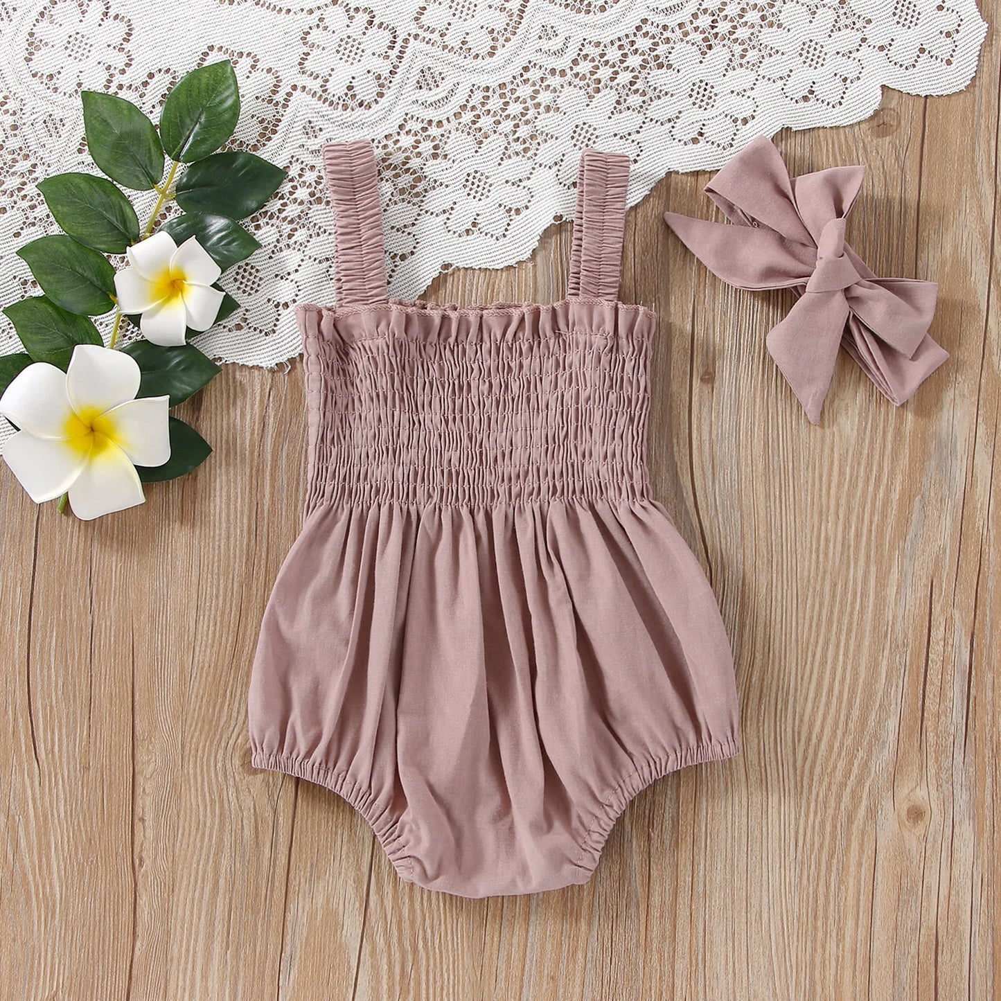 Jumpsuit Outfit Solid Color Casual Sleeveless Suspender Jumpsuit Headband