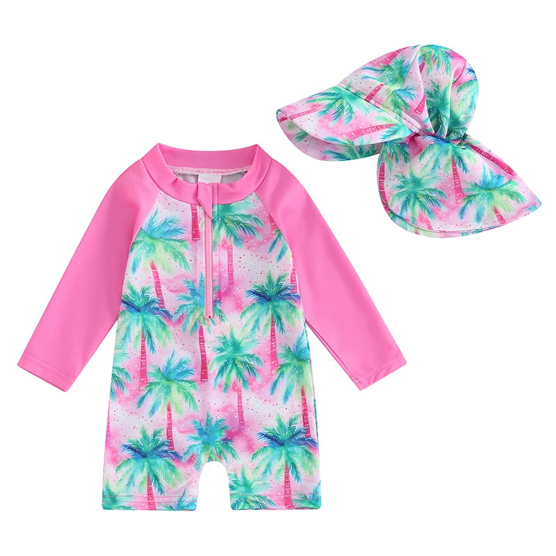 Toddler Boys Rash Guard Swimsuit Long Sleeve Turtle/Dinosaur Print