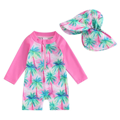 Toddler Boys Rash Guard Swimsuit Long Sleeve Turtle/Dinosaur Print