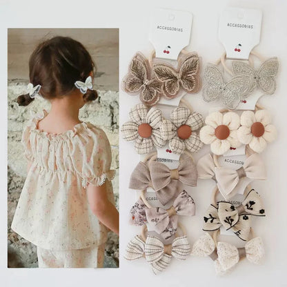 10Pcs Children's Flower Hair Accessories Hair Bow Headwear